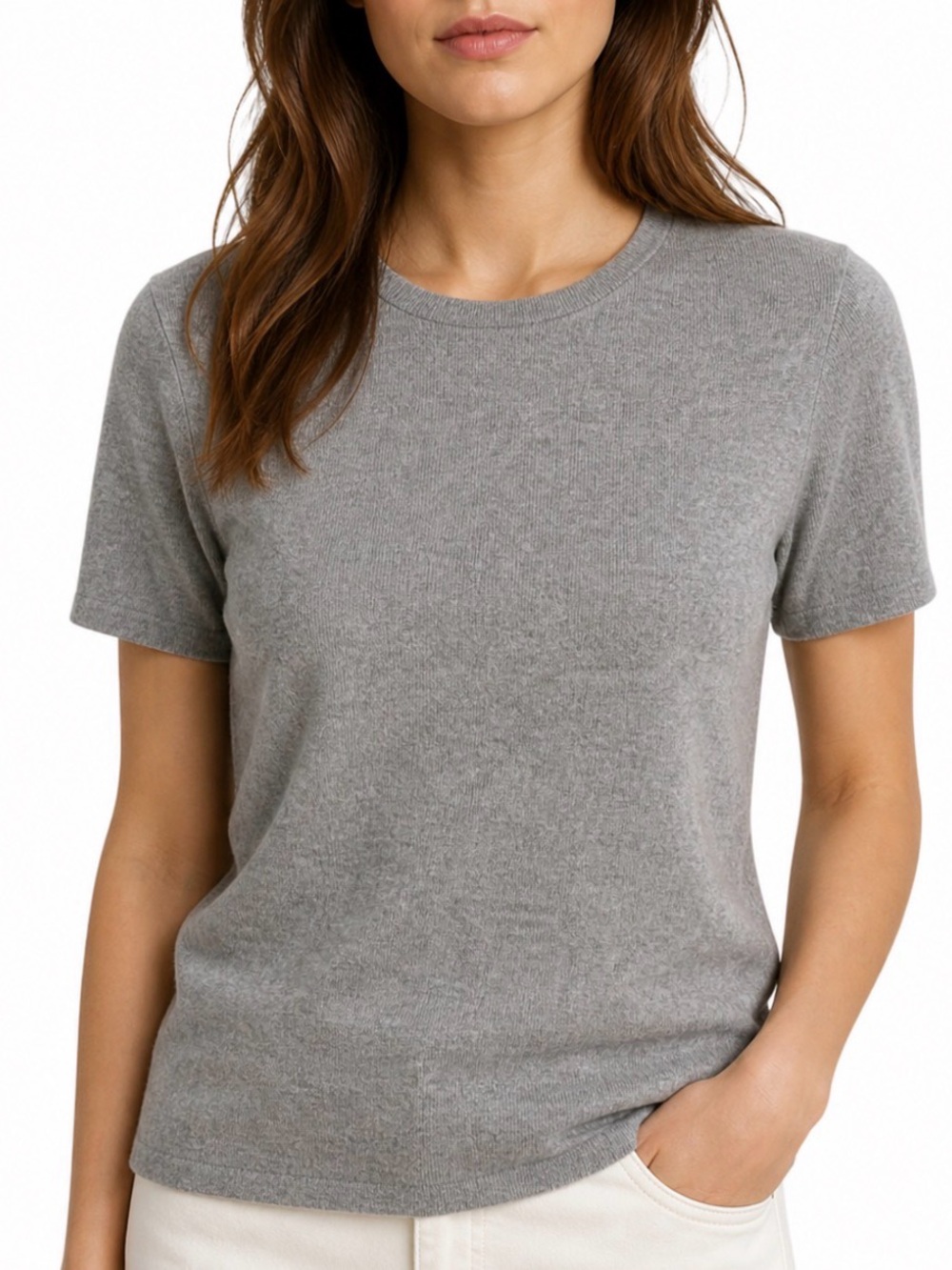 Saks Fifth Avenue Collection 100% Cashmere T Shirt Sweater Gray XL
